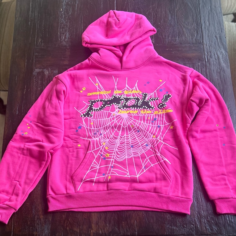 Sp5der Pink Web Hoodie – Limited Edition Streetwear (Size M)